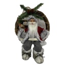 Babbo natale tessuto su ghirlanda grigio rosso cm23,5x13,5h30