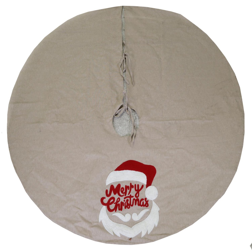 Base albero tessuto babbo natale beige cm ø70