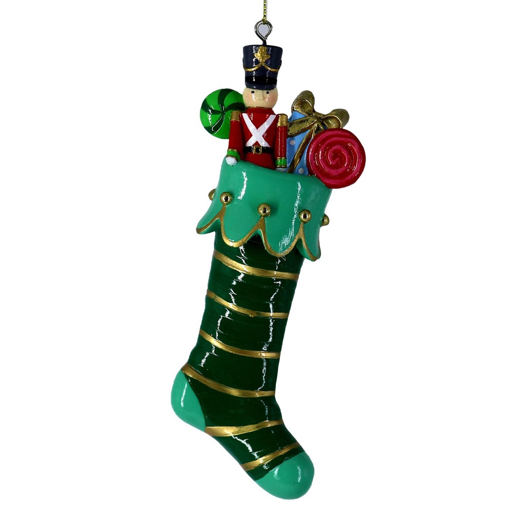 Calza resina con regali verde cm6x4x16