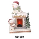 Camino led resina pupazzo di neve bianco cm41x22,5h52