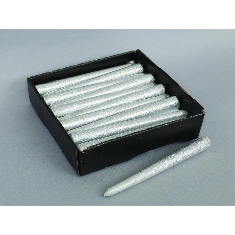 Candela Natale argento glitterata cm 20 pz  1