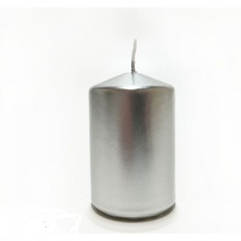 Candela cilindrica per decori natalizi Argento 5x h8 cm