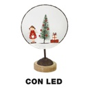 Decorazione metallo led con albero rosso cm20x11h30