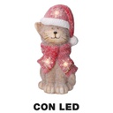 Gatto resina led cappello rosso cm19,5x18,5h40