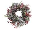 Ghirlanda di bacche rosse e pigne innevate H 11 x ø 40 cm