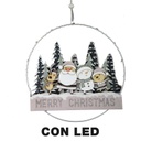 Ghirlanda metallo legno babbo natale led verde acqua cm24x3,5x40,5