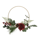 Ghirlanda ring rosso con fiori e pigne Ø30 cm