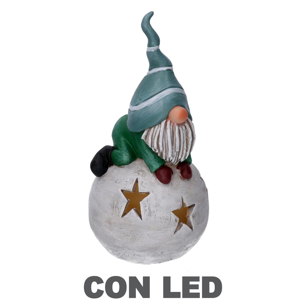 Gnomo resina con palla di neve led cm11x11h22