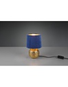 Lampada Comodino Sophia Ceramica Oro E Paralume Velluto Blu Trio Lighting