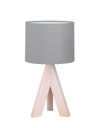 Lampada Da Tavolo Ging Treppiede Legno E Tessuto Grigio Ø17 cm Trio Lighting