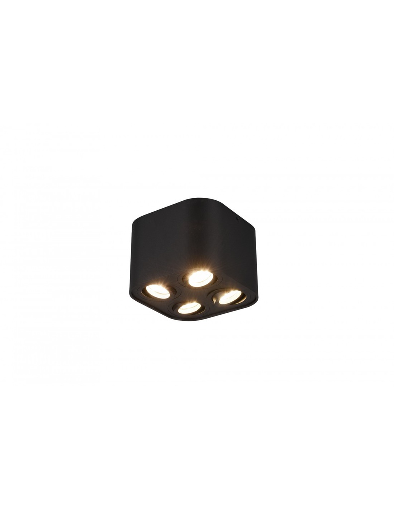 Lampada Soffitto 4 Spot GU10 Orientabili Cookie Cubo Nero Trio Lighting