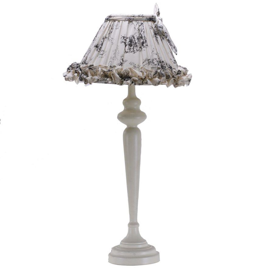 Lampada metallo crema cm 30h68 vintage con fiocco grigio