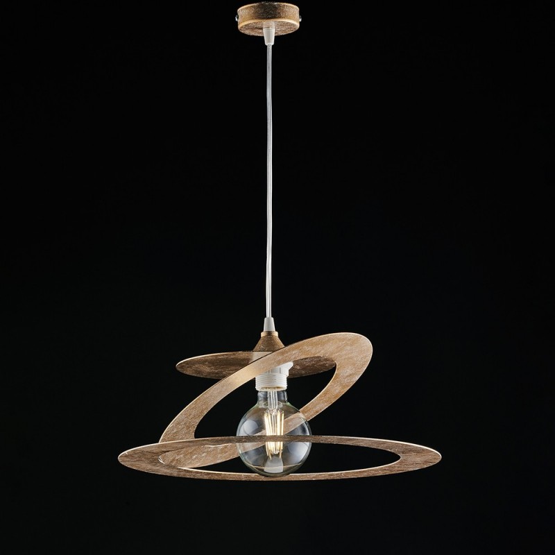 Lampadario a sospensione in taglio laser ferro Bianco Oro 40x h18 cm