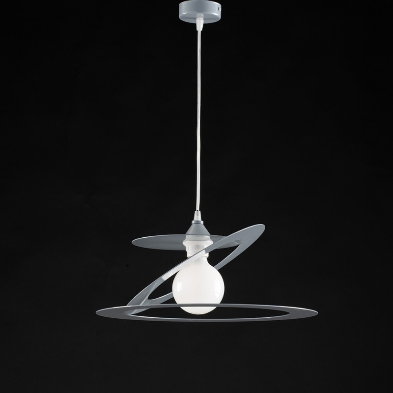 Lampadario a sospensione in taglio laser ferro Grigio una luce diametro 40x h18 cm