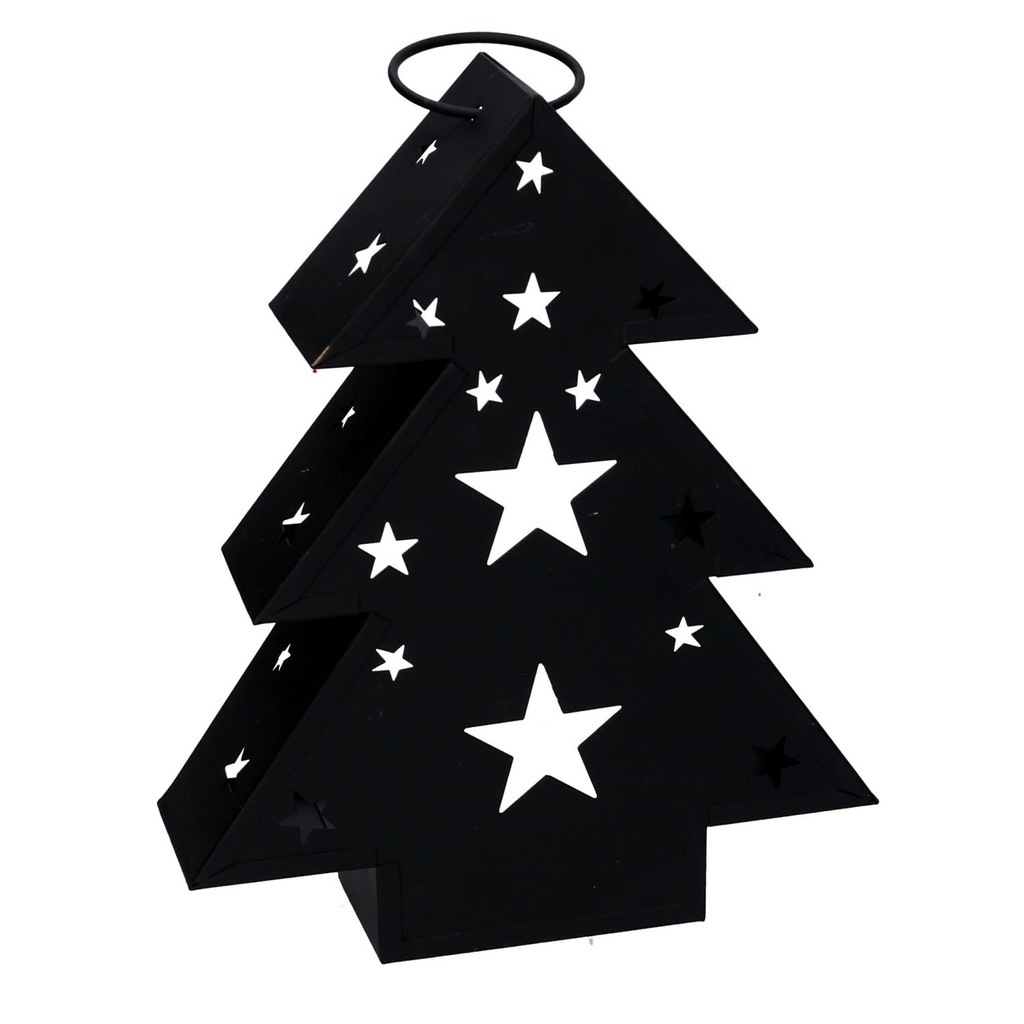Lanterna metallo albero nero cm20x6h25