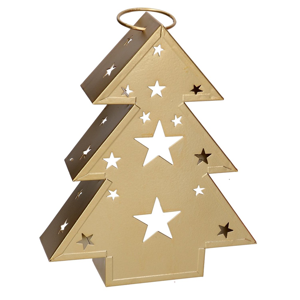 Lanterna metallo albero oro cm27x7,5h32,5
