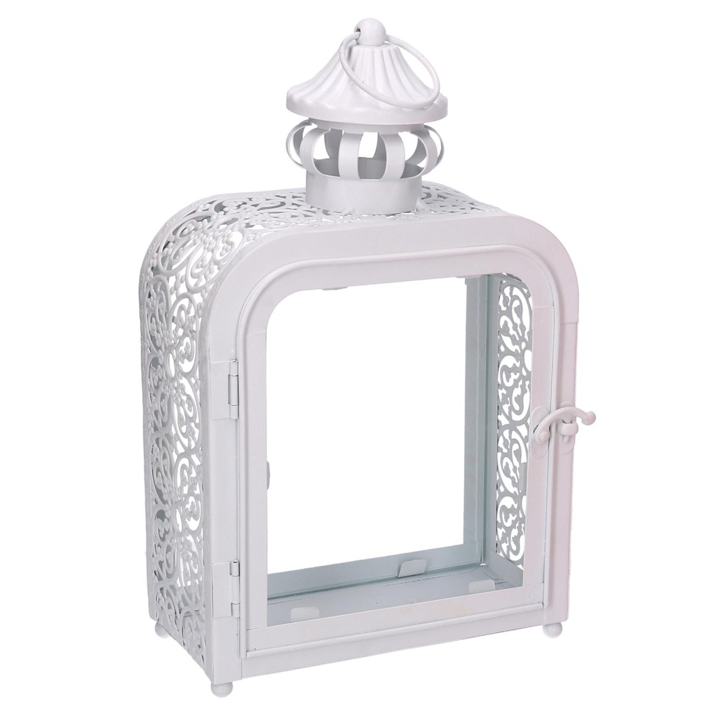 Lanterna metallo bianco cm 17x9h30