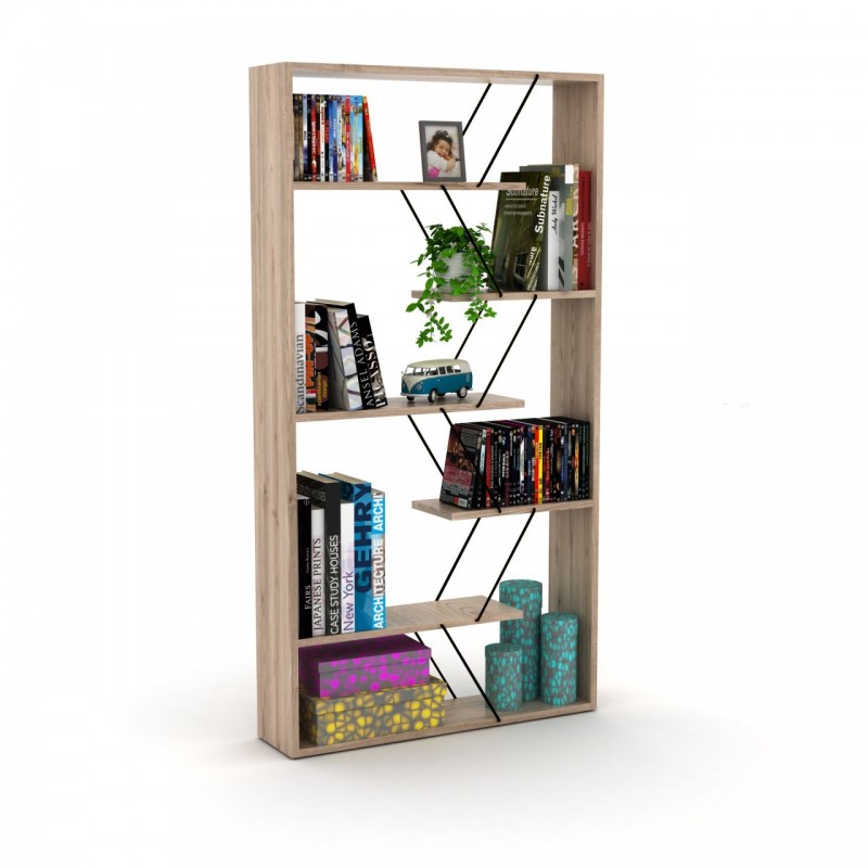 Libreria moderna moderna divisorio rovere nero cm 84 x 22 x 157 h
