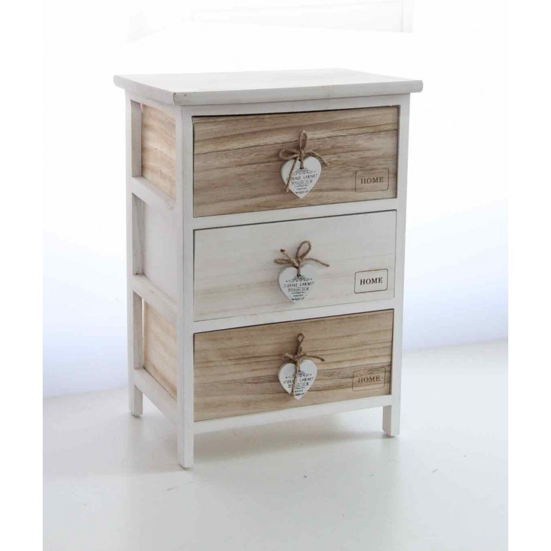 Mobile cassettiera bianca shabby legno bicolore