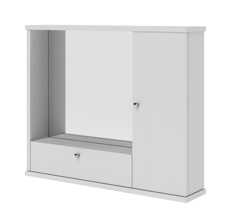 Mobile specchiera bagno bianco frassinato 1 anta c- ribalta h.61x73x14 cm Iperbriko