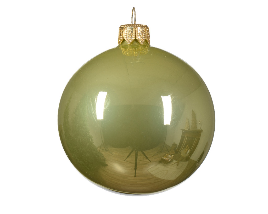 Box Da 6 Palline Di Natale Gioielli Di Vetro Smaltato Colore Pistacchio Ø 8Cm
