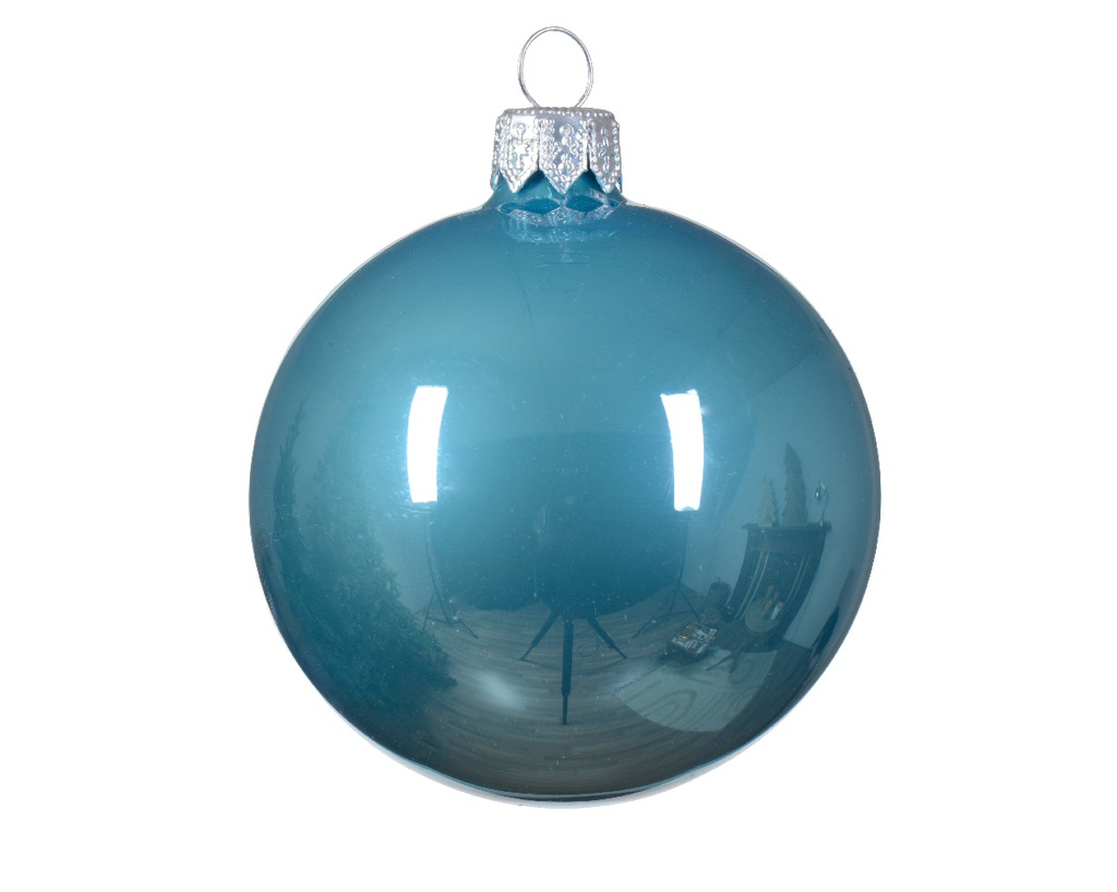Pallina di Natale Gioielli di vetro smaltato colore zucchero blu ø 6cm