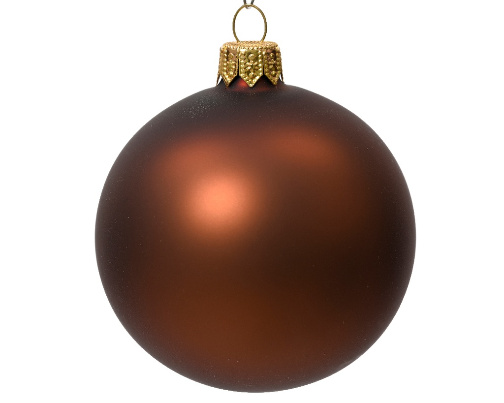 Box Da 6 Palline  Di Natale In Vetro Opaco Colore Caffè Ø 8Cm