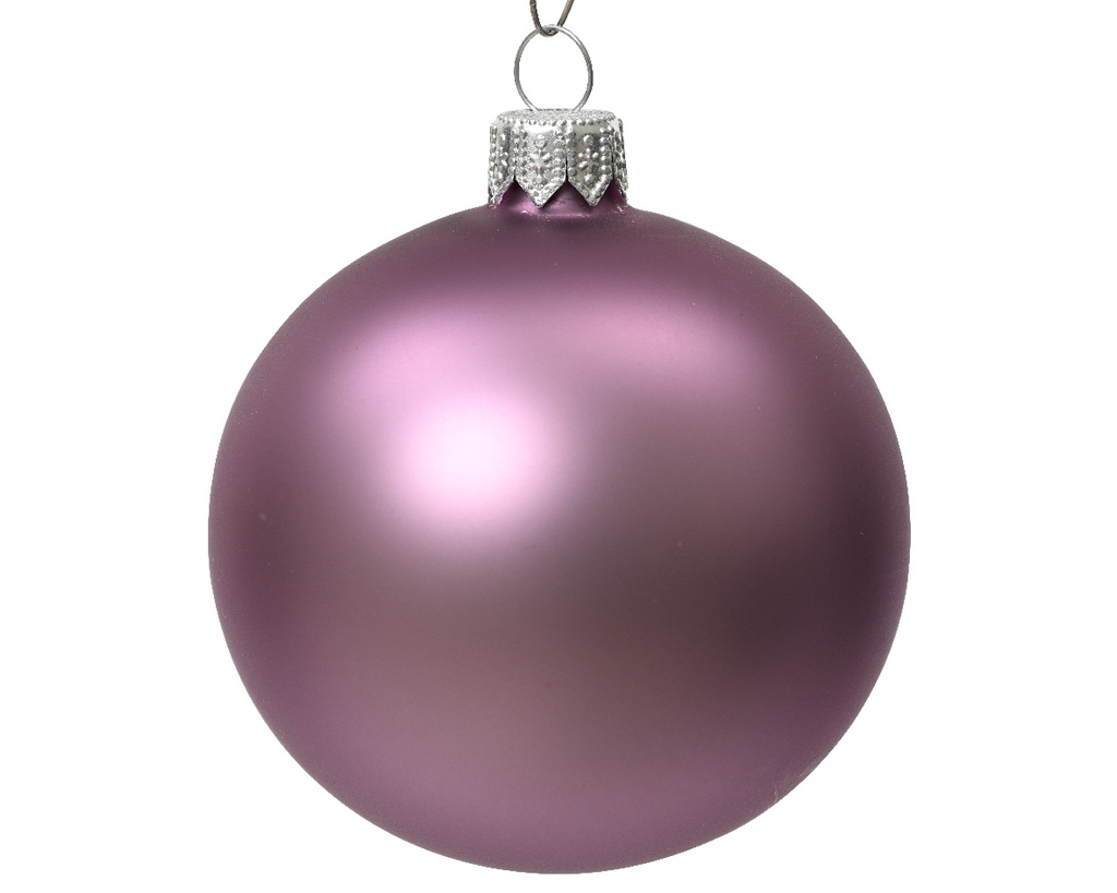 Box Da 6 Palline Di Natale In Vetro Opaco Colore Lilla Cristallo Ø 6Cm