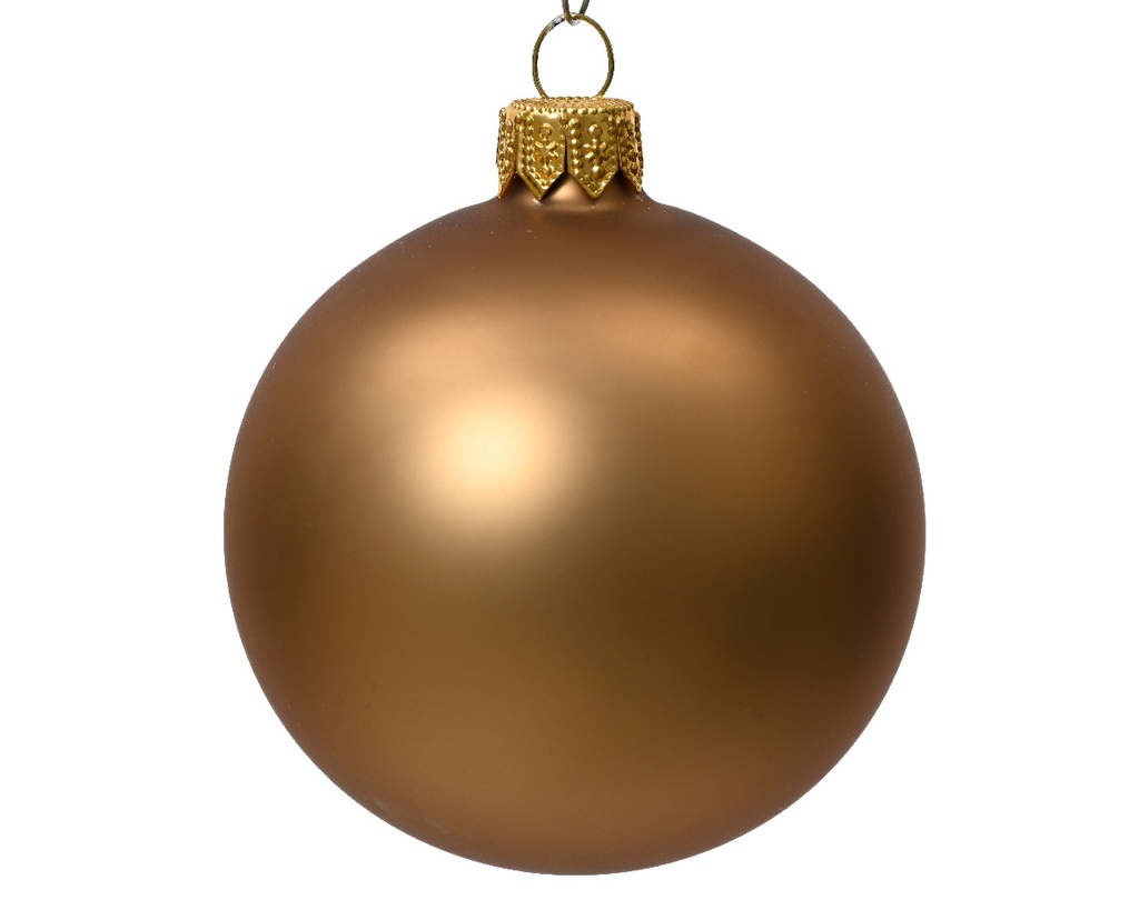 Box Da 4 Palline Di Natale In Vetro Opaco Colore Marrone Zenzero Ø 10Cm