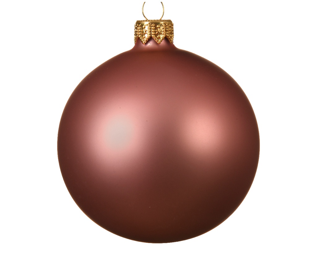 Box Da 6 Palline Di Natale Vetro Opaco Colore Velluto Rosa Ø 6Cm
