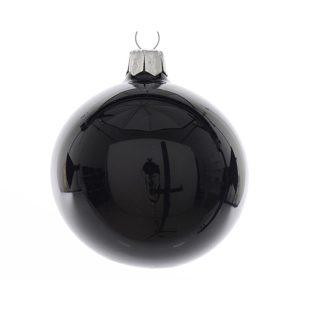 Pallina Di Natale In Vetro Nero Lucido D15  1 Pz