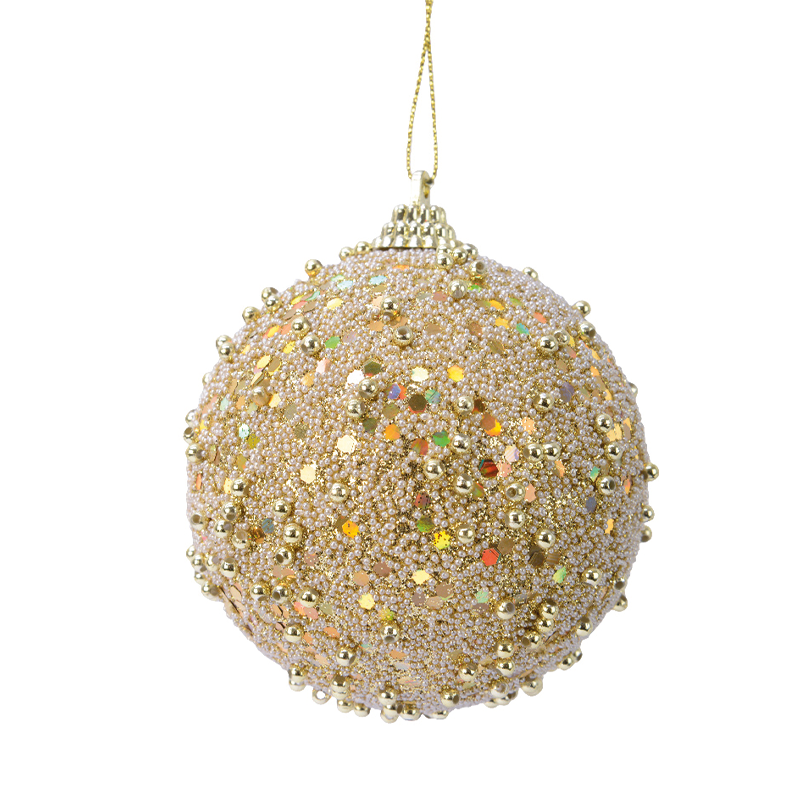 Pallina di Natale oro con glitter Ø8 cm