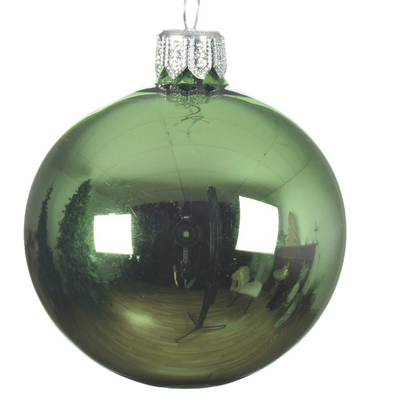 Pallina Di Natale Verde Vischio Lucido Ø15  1 Pz