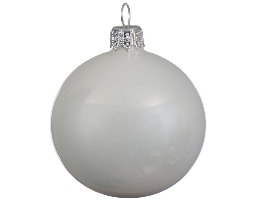 Box Da 6 Palline Di Natale Bianco Lucido Ø 8 Cm