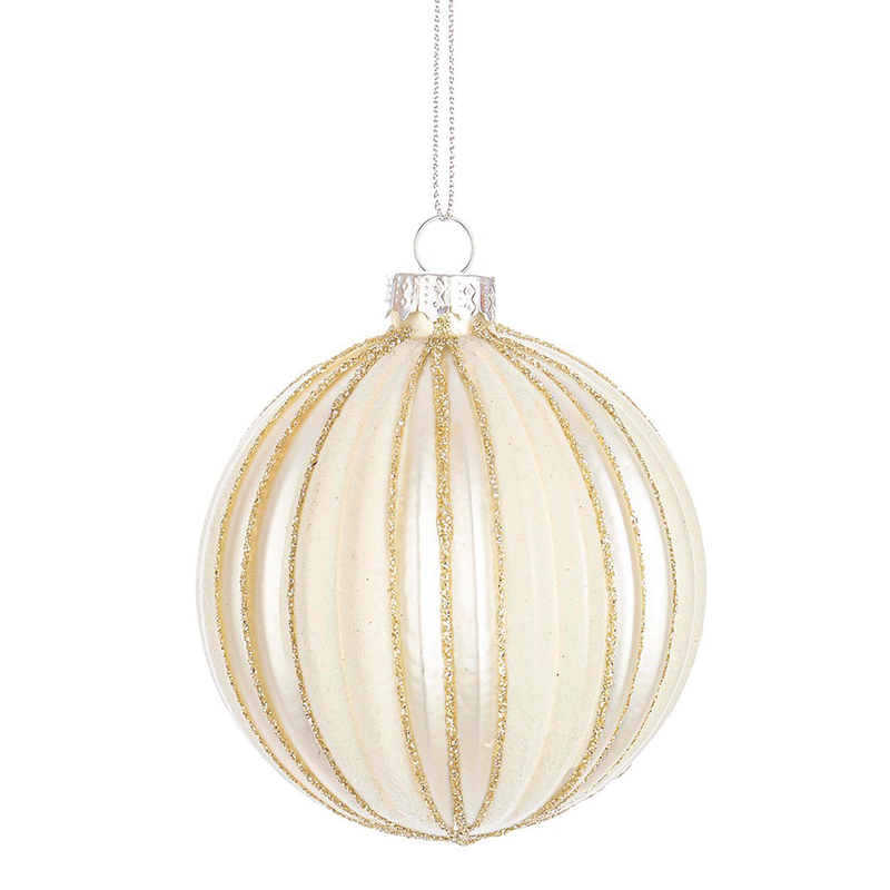 Pallina di natale in vetro Clio champagne Ø10cm