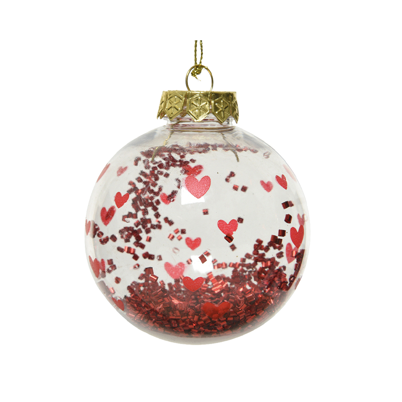 Pallina di natale in vetro con gliter rossi Ø8 cm