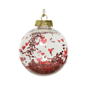 Pallina di natale in vetro con gliter rossi Ø8 cm