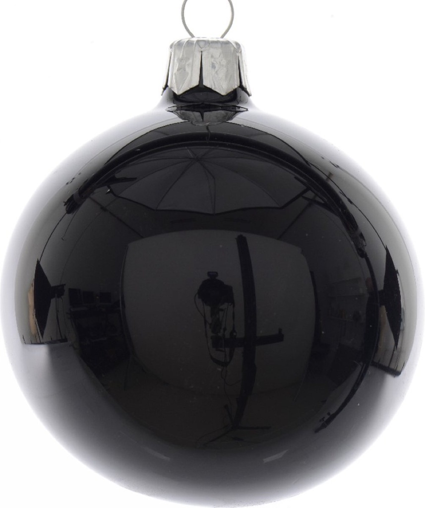 Box Da 6 Palline Di Natale Lucida Nera 6 Cm