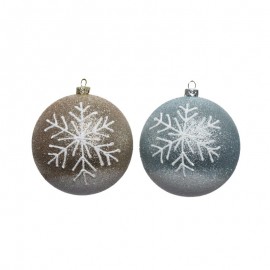 Pallina sfera natalizia in vetro FIOCCO DI NEVE Oro Azzurro 8 cm pz 1