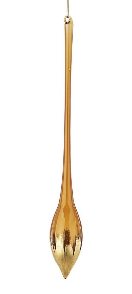 Pendaglio in vetro paint marrone- oro goccia