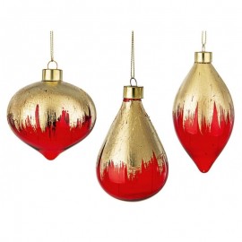 Pendaglio natalizio in vetro Rosso Oro PAINT pz 1