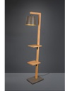 Piantana Vintage Mensole Legno Paralume Nichel Rodrigo Trio Lighting