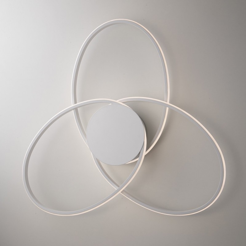 Plafoniera in metallo e alluminio Bianco con 3 LED integrati 67x h8 cm