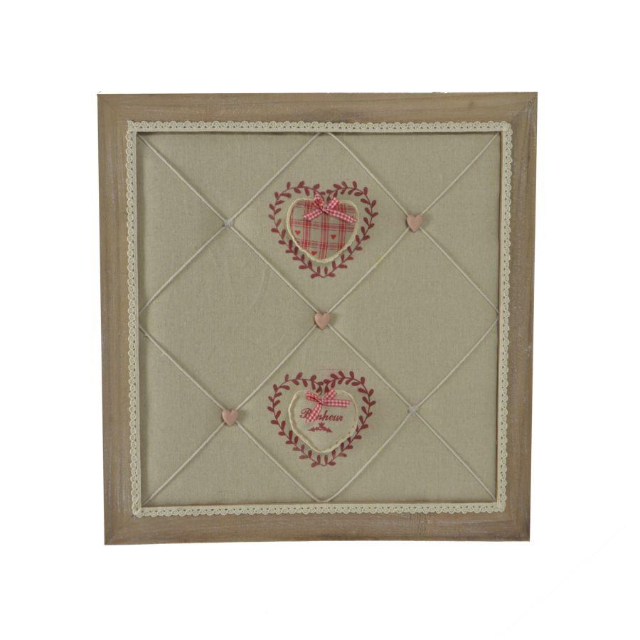 Portamemo legno c/stoffa rouge quadro cm 47x47x7