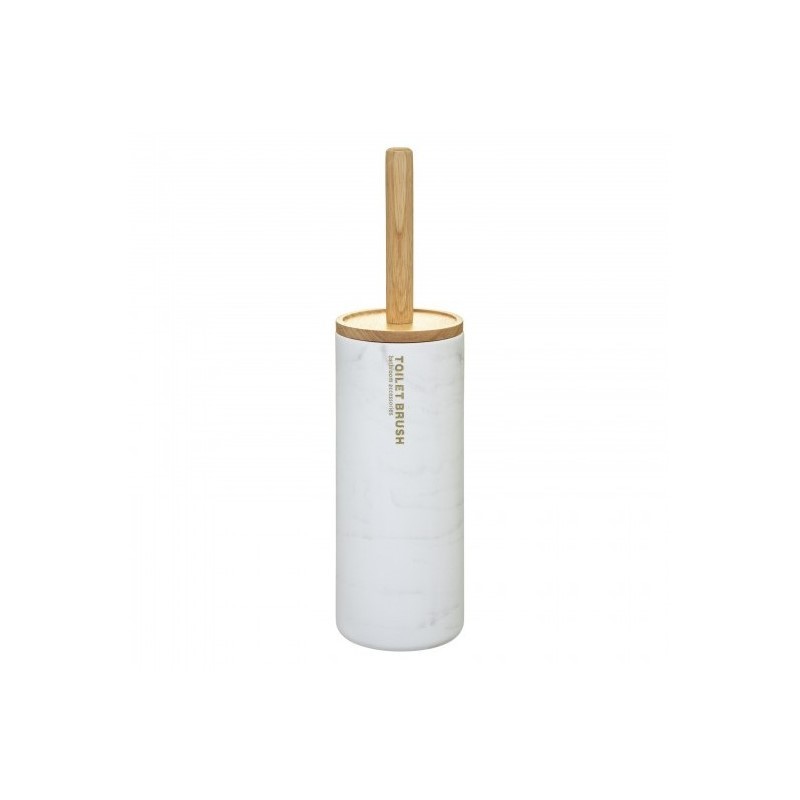 Portascopino in palstica e bamboo Bianco diametro 10,5x h38 cm
