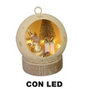 Renna metallo led dentro pallina oro cmø11h15
