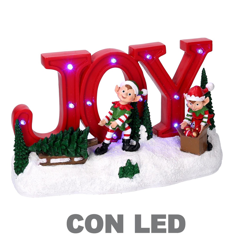 Scritta resina con elfi led rosso cm29,5x8h17