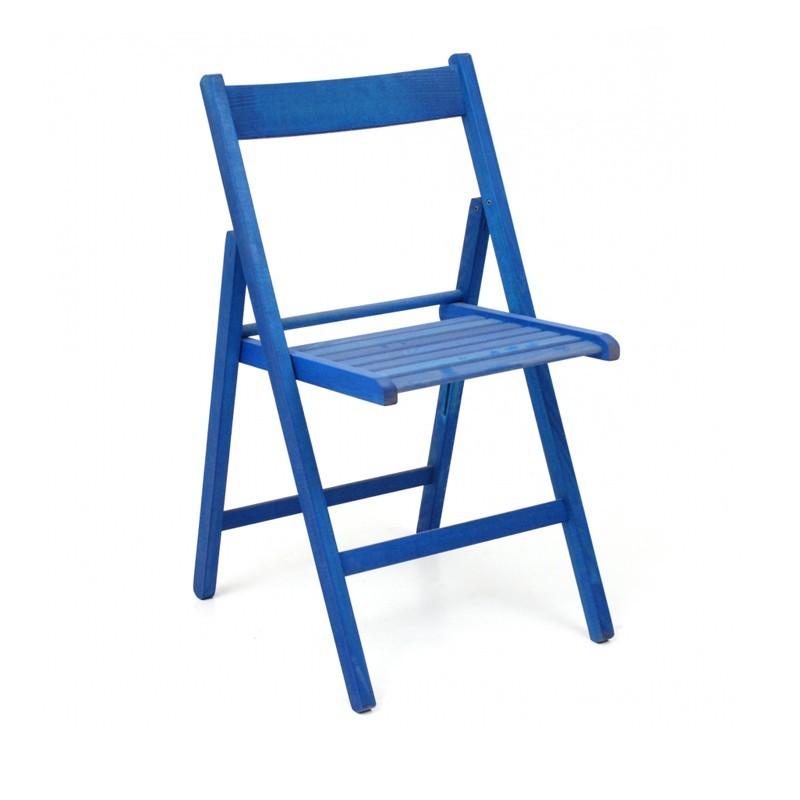4X Sedia pieghevole in faggio di alta qualita colore blu 43x48xh.79 cm