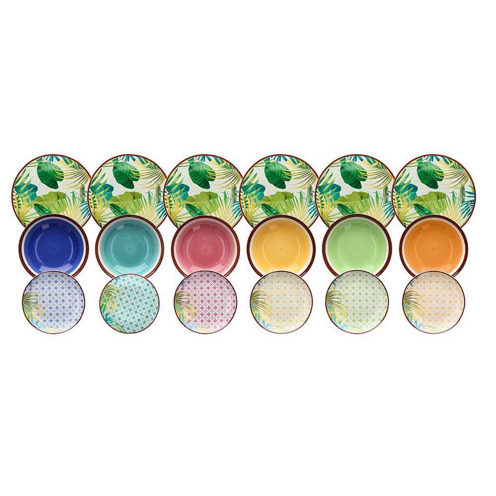 Servizio Piatti 18 Pezzi New Jungle Porcellana Multicolor
