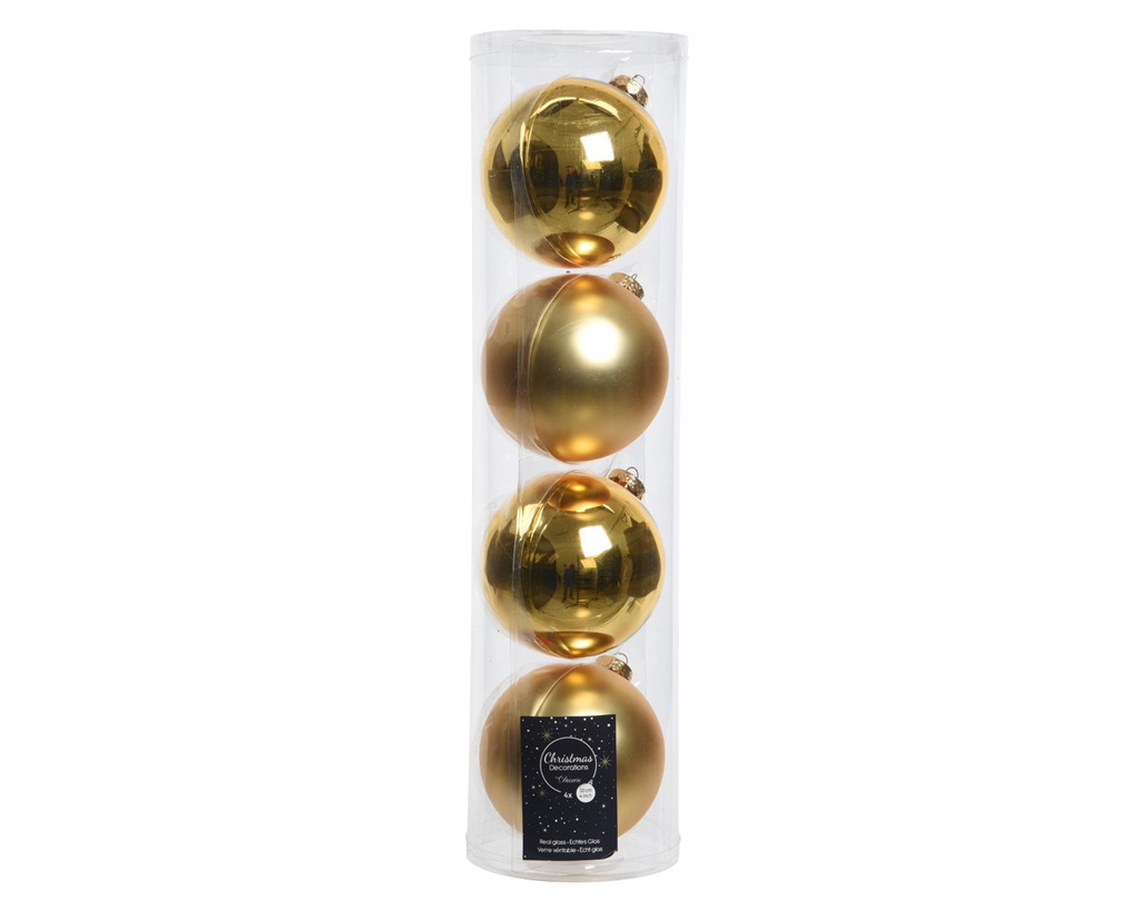 Set  4 palline vetro natalizie oro satinato lucido cm 10